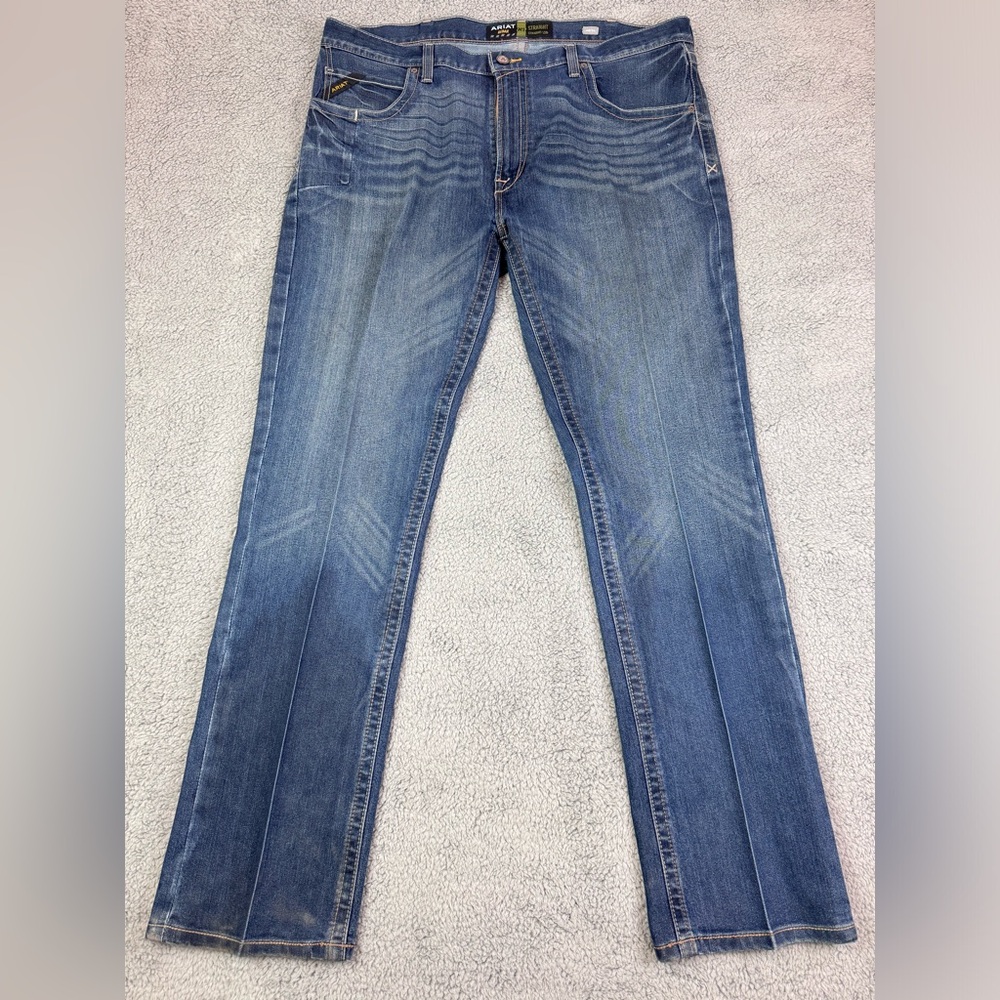 Ariat Rebar Jeans Mens 40x34 Blue M5 Slim Straight Leg Cotton Blend Work Cowboy